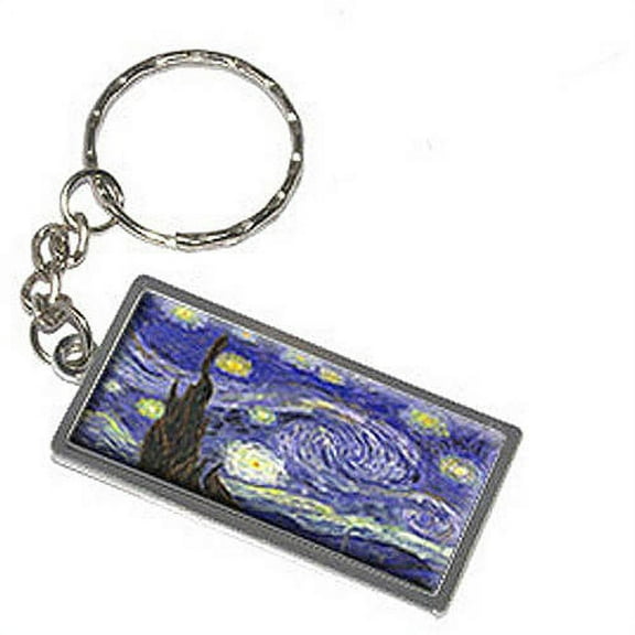 Starry Night By Vincent Van Gogh Keychain Key Chain Ring
