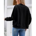 thumbnail image 5 of Women's Zip Up Cardigan Sweater Cable Outerwear Long Sleeve Casual Jacket Collar Outfits Trendy Sweatshirt Coat, Black, S, 5 of 8