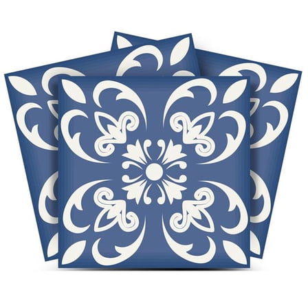 HomeRoots 390889 5 x 5 in. Wedgwood Blue & White Peel & Stick Removable Tiles
