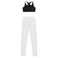 thumbnail image 3 of Hansber Kids Girls 2PCS Gymnastic Yoga Workout Outfit Sleeveless Criss Cross Crop Top with Legging A White 12, 3 of 5