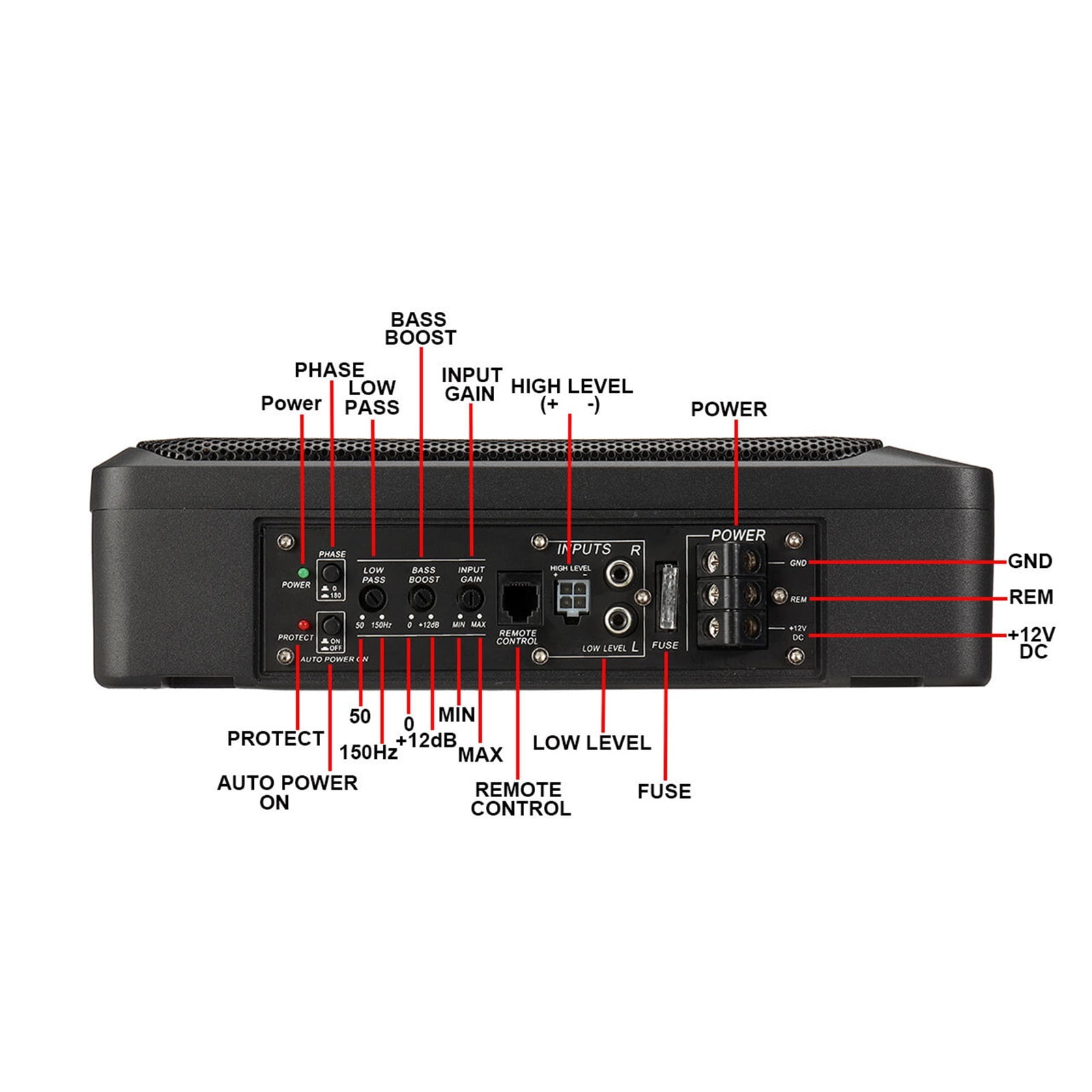 Car Subwoofer Amplifiers Class D HIFI Slim Under-Seat Bass Powered Car Speaker Subwoofer Power Processo