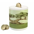 thumbnail image 1 of Tree Piggy Bank, Hand Drawn Olive Tree on a Hill Sketch Nature Design Spring, Ceramic Coin Bank Money Box for Cash Saving, 3.6" X 3.2", Pale Green Pale Brown, by Ambesonne, 1 of 4