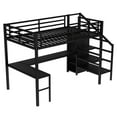 thumbnail image 4 of URTR Full Size Metal Loft Bed with L-shaped Desk and USB, Heavy Duty Loft Bed with Wardrobe, Adjustable Shelf and Stairs, High Full Loft Bed with LED and Guardrails for Bedroom, Black, 4 of 8