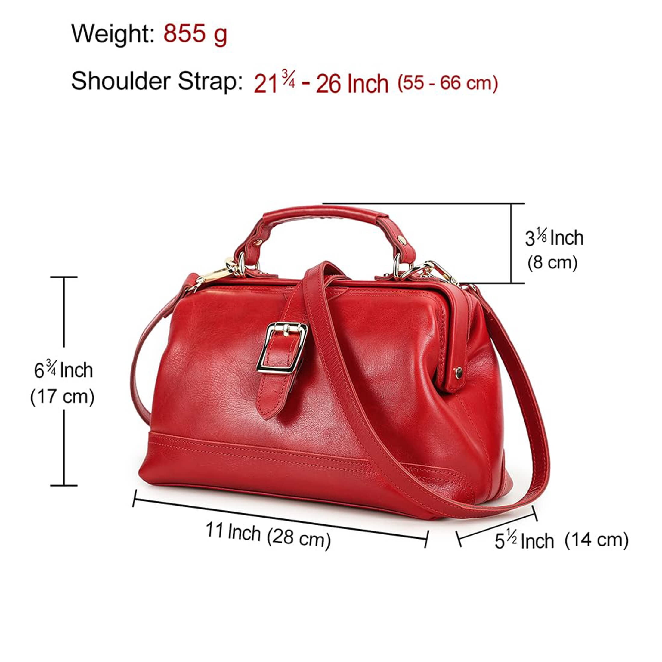 Contact's Genuine Leather Red Handbags Tote Shoulder Bag, Doctor Bag for Women, Large Capacity,Valentine Gift