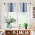 thumbnail image 5 of 3 Piece Kitchen Curtains and Valances Set Grey Blue Vertical Stripes Cafe Curtains 36 Inch Length Modern Minimalist Abstract Valance & Tier Curtain for Living Room Bedroom Window 54"x18"+27"x36"*2, 5 of 6