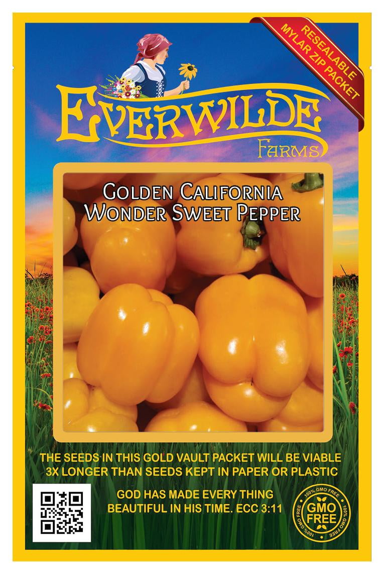 Everwilde Farms 50 Golden California Wonder Sweet Pepper Seeds Gold