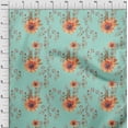 thumbnail image 3 of oneOone Polyester Lycra Aquamarine Fabric Flower & Leaves Watercolor Fabric For Sewing Printed Craft Fabric By The Yard 56 Inch Wide, 3 of 4