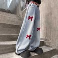 thumbnail image 4 of HAJWOH Baggy Jeans for Girls Wide Leg Cute Bow Star Jeans Kids Elastic Wasited Denim Pants 5-14Y, 4 of 6