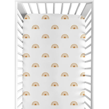 UPC: 0846480089803 | Sweet Jojo Designs White and Orange Boho Rainbow Boy or Girl Fitted Crib Sheet Baby or Toddler Bed Nursery – Pumpkin Bohemian Celestial Sky Outdoors Nature Gender Neutral