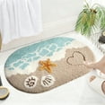 thumbnail image 5 of Beach-Themed Bathroom Rug, Wave-Sand Shell Starfish Design Bath Mat, for Shower, Bath Tub Decoration, Sea Beach Microfiber Absorbent Mat, Bedroom and Living Room and Front Entrance Decor Beachy Mat, 5 of 6