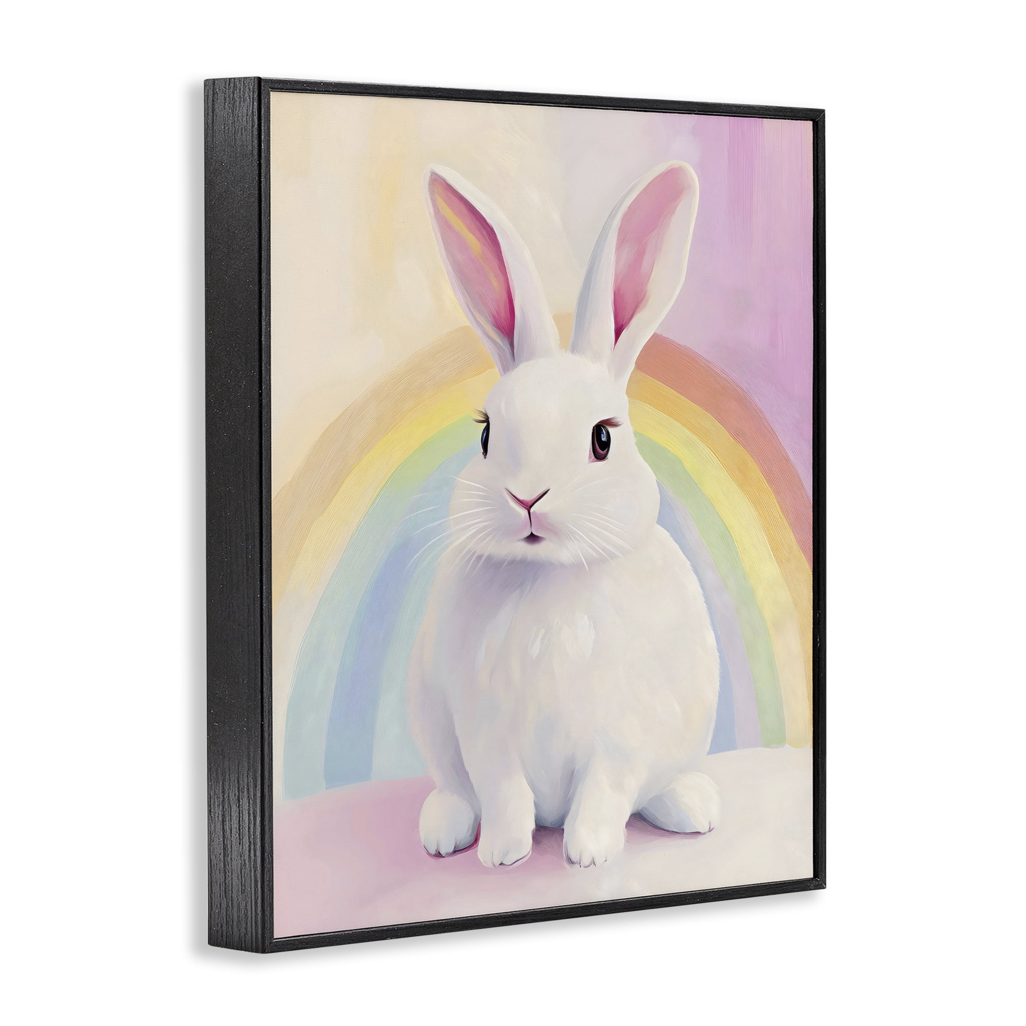 Stupell Industries Rainbow Bunny in Pastel Hues Black Framed Giclee Art, design by The Prints Vibe