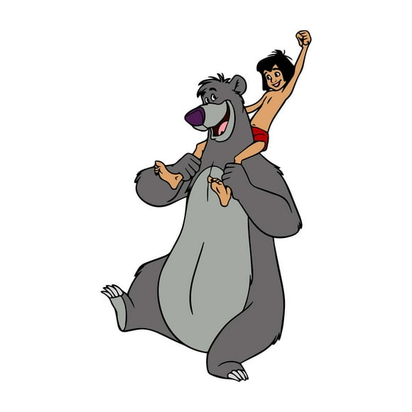 Cute Jungle Boy Mowgli Baloo Bagheera and Adorable Bear Cartoon Adorable Cartoon Kids Design Pretty Bedroom Fun Elevate Home Vinyl Decoration Animated Disney Creative Aesthetic Art 26x28 inch