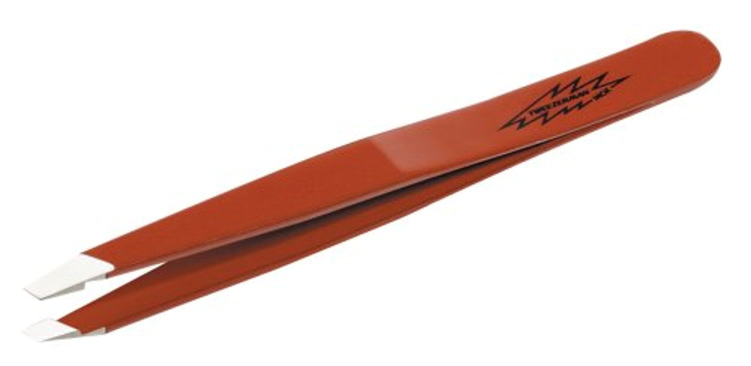 Tweezerman Stainless Steel Slant Tweezer, Red