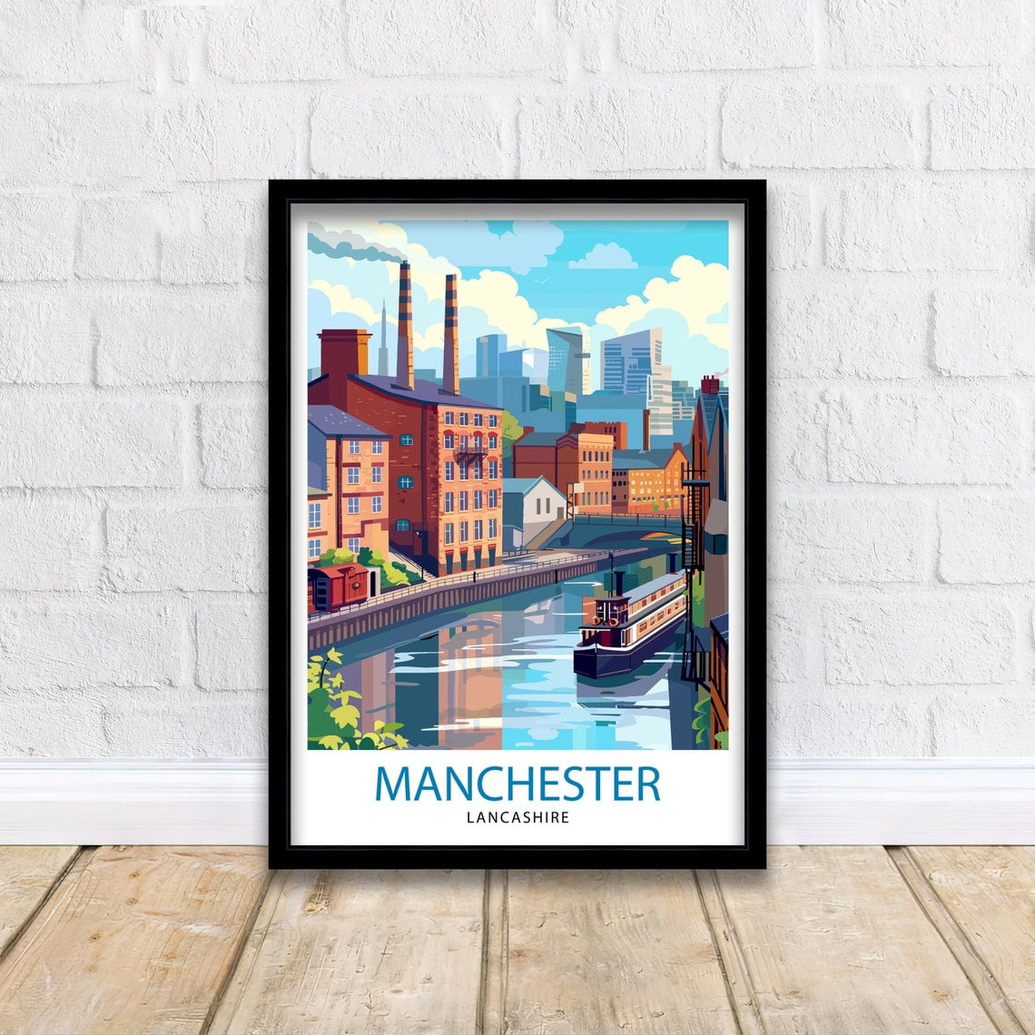 Manchester Travel Print Wall Decor Manchester Wall Art Manchester Cityscape Travel Poster Home Decor Gift for Travelers, Poster Only