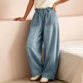 thumbnail image 2 of Women's Fashion Casual High Waist Wide Leg Jeans Loose Fit Simple Style Denim Long Pants Streetwear with Pockets Blue XL(XL), 2 of 7