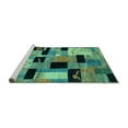 thumbnail image 2 of Ahgly Company Machine Washable Indoor Round Abstract Turquoise Blue Modern Area Rugs, 4' Round, 2 of 4