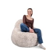 thumbnail image 2 of Big Joe Chilloway Foam Filled Structured Bean Bag Chair Lounger, Vanilla Latte Honeycomb, 2 of 8