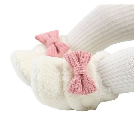 

TOWED22 Slippers For Kids Baby Girls Boys Soft Booties Snow Boots Warm Shoe Toddler Warming Prewalker First Walkers Shoes White