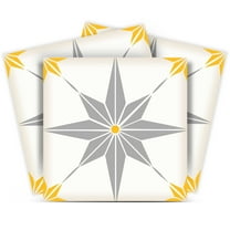 Mi Alma Peel and Stick Star Shaped B63 Backsplash Tile Stickers, Gray and Yellow, 7" x 7" (24-Pack)