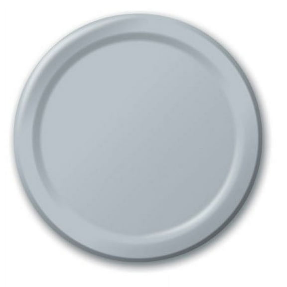 Party Central Disposable Paper Party Banquet Dinner Plates - 10" - Shimmering Silver - Club Pack of