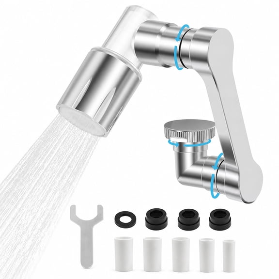 1080° Swivel Faucet Extender, Universal Sink Aerator Attachment with 2 Spray Modes for Bathroom and Kitchen, Silver