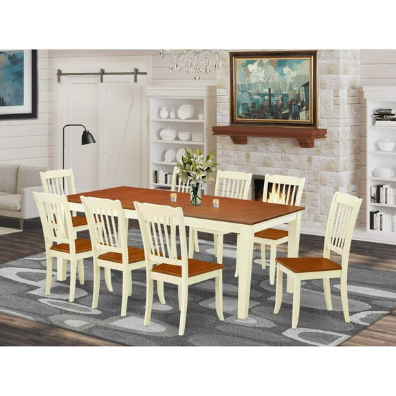 East West Furniture Dining Room Set Buttermilk & Cherry, QUDA9-BMK-W