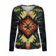 thumbnail image 2 of TaTaai Western Print Blouse Lightweight Soft Women's Fashion Retro Round Neck Long Sleeve Button Detail Loose Casual Spring Daily Wear Top Gift, 2 of 5