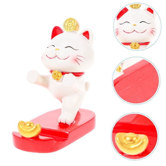 CRILSTYLEO Small Resin Desktop Phone Stand Cat Design Holder for Mobile Phones