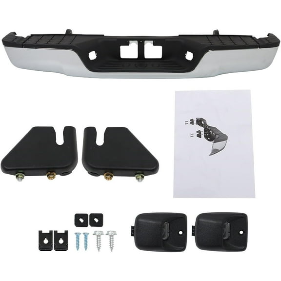 munirater Chrome Rear Step Bumper Assembly Replacement for 2007-2013 Toyota Tundra without Parking Aid Sensor Holes TO1103117