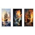 thumbnail image 2 of Designart "Raid To The Tresor Pirate Boat" Pirate Framed Wall Art Set Of 3 - Yellow Pirate Frame Gallery Set For Office Decor, 2 of 6
