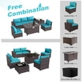 thumbnail image 3 of ALAULM 7-Piece Patio Conversation Set with Propane Fire Pit Table, Blue, 3 of 7