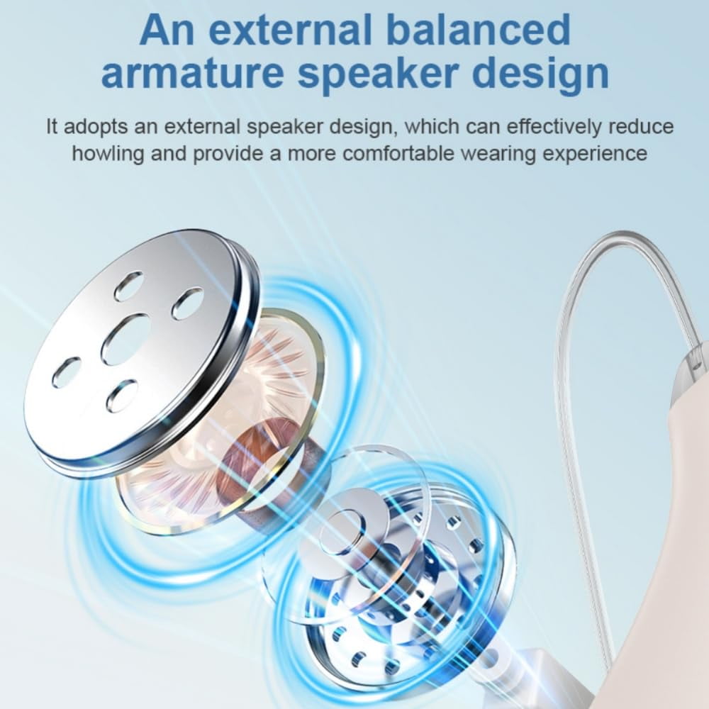 Rechargeable Invisible Hearing Amplifiers for Seniors & Adults, 16-Channel Noise Reduction, RIC Design for Comfortable Fit, 25hrs Battery Life per Unit, 125hrs Total with Charging Case, Clear Sound,