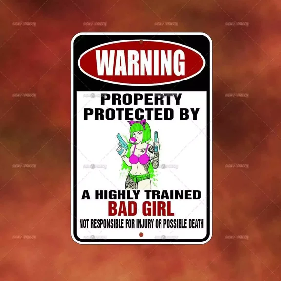 Property Protected Bad Girl Metal Sign Home Room Wall Art Gift Funny Decor A2280
