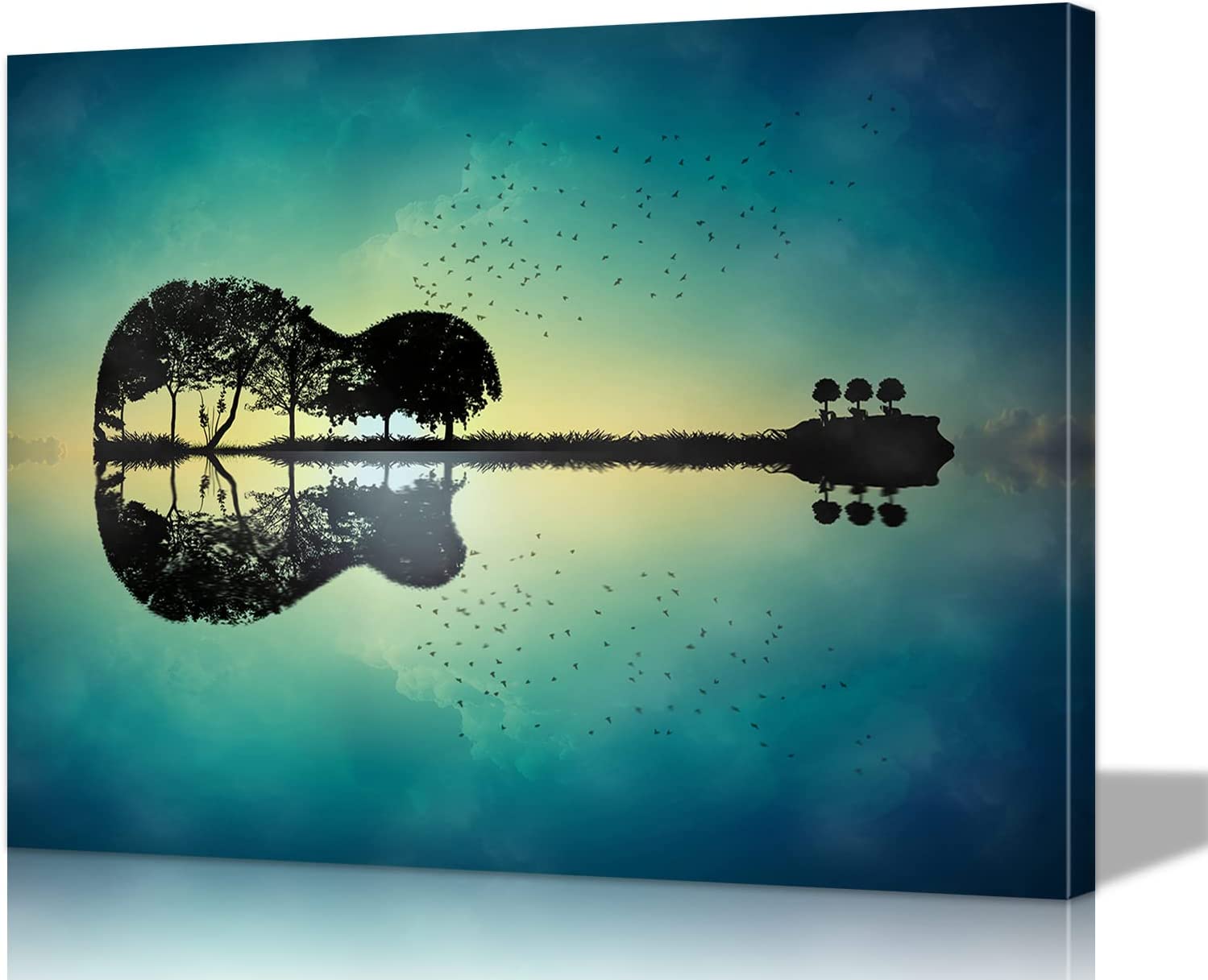 Music Canvas Wall Art Guitar Tree Island Canvas Print Guitar Wall Art