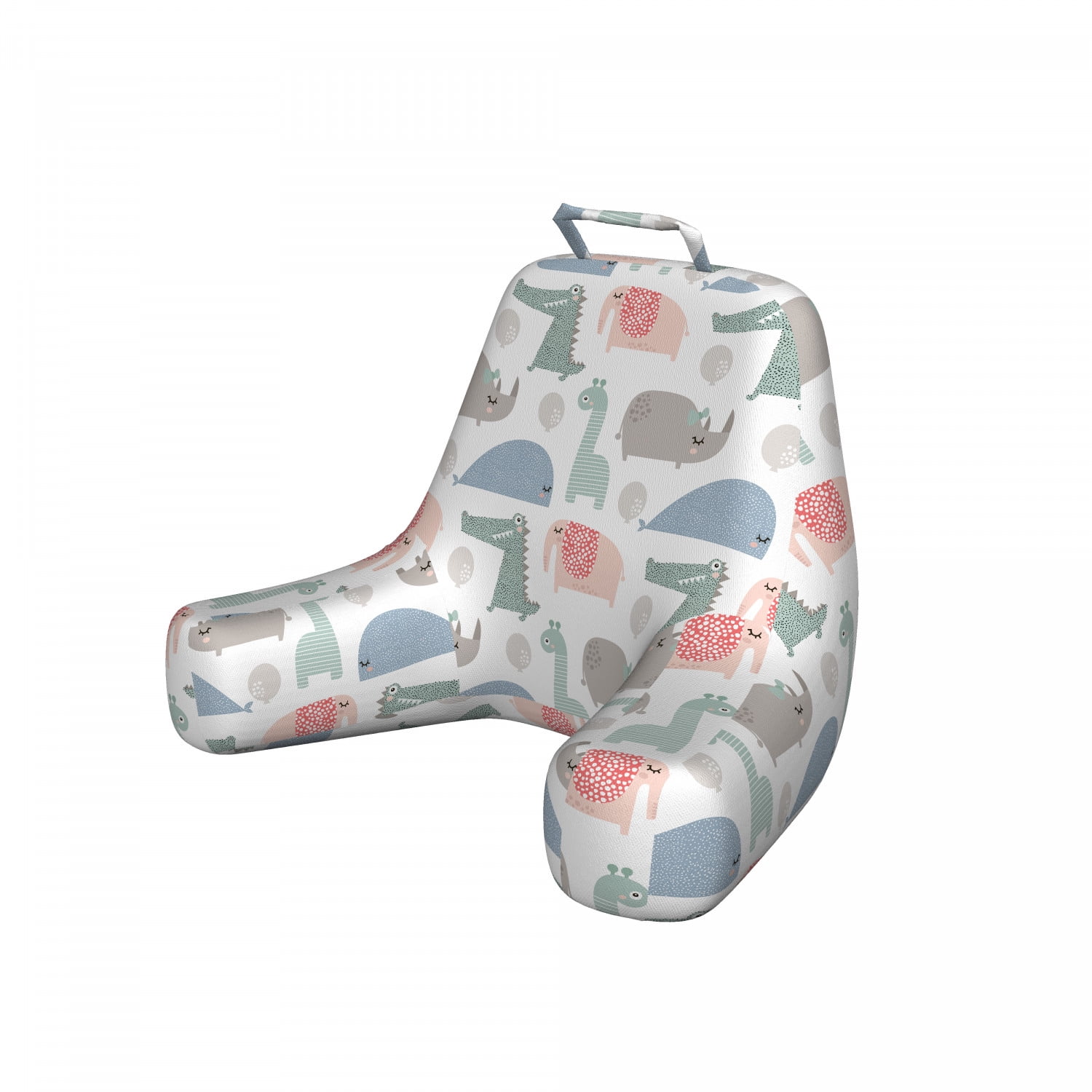 Nursery Reading Pillow, Rhinoceros Crocodile and Elephant with Balloons
