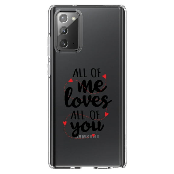 DistinctInk Clear Shockproof Hybrid Case for Samsung Galaxy Note 20 (6.7" Screen) - TPU Bumper Acrylic Back Tempered Glass Screen Protector - All of Me Loves All of You - Hearts