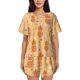 thumbnail image 1 of Balery Pineapples Conjunto de Pijama para Mujer con Estampado, Dos Piezas de Manga Corta y Shorts, Ropa de Dormir Suave con Cuello Redondo y Bolsillos-Small, 1 of 6