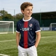 thumbnail image 2 of Kid's Soccer Football Supporter Fan Shirt Short Sleeve Athletic Apparel Breathable Crewneck Graphic Sports Tee, 2 of 4