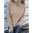 thumbnail image 4 of Suéter Holgado de Punto para Mujer, de Cuello Alto, Larga y Cuello Vuelto, de Invierno Caqui S, 4 of 8