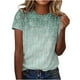 thumbnail image 2 of ICHUANYI Clearance Women's Fashion Printed T-shirt Short Sleeves Blouse Round Neck Casual Tops(Green, M) ICHUANYI WER2023080705443, 2 of 4