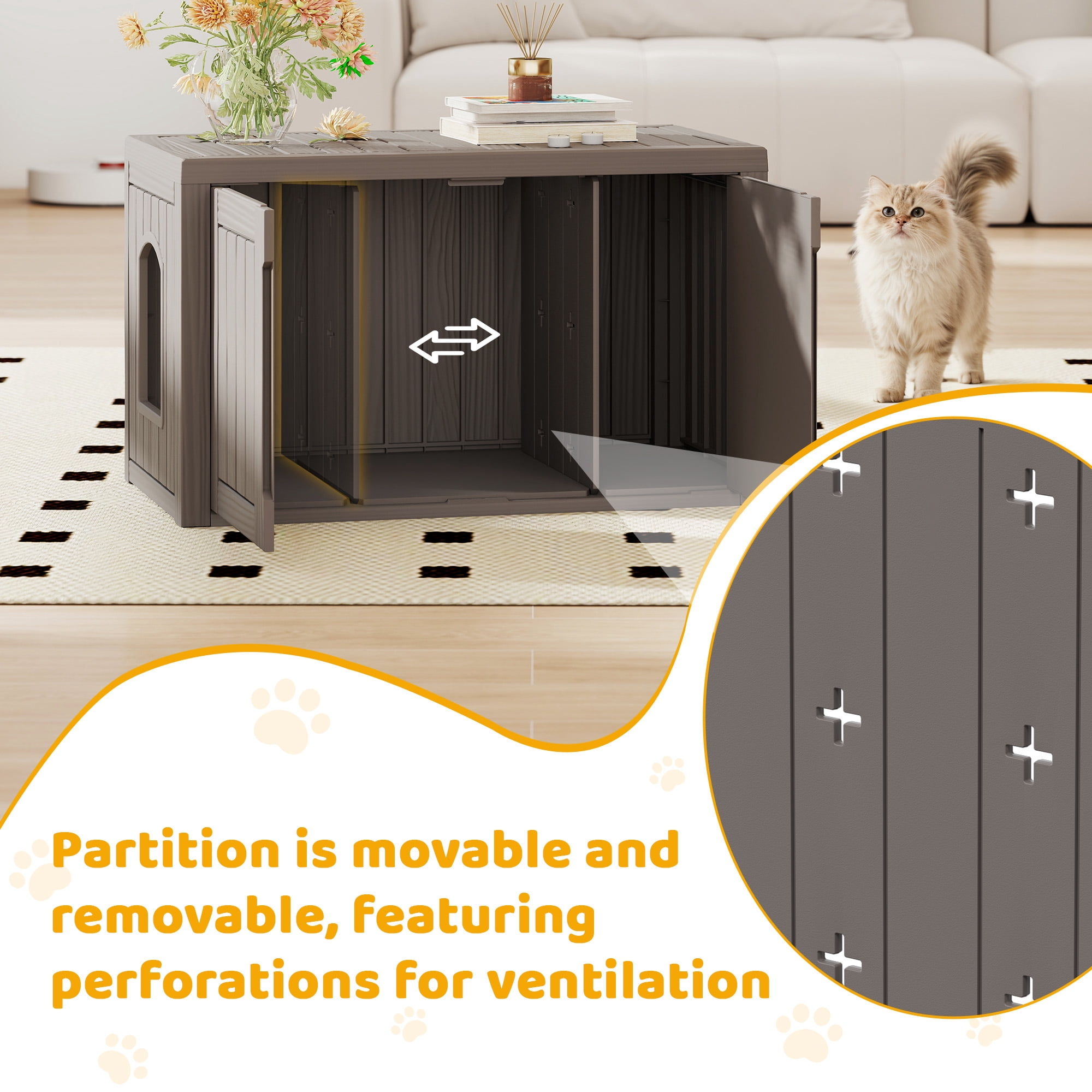 Bifanuo Outdoor Cat House, Waterproof Resin Cat House, Multi-Functional Cat Shelter, Assemble Easily for Home & Yard, Gray