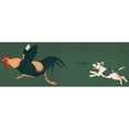 thumbnail image 2 of Anonymous 14x8 Black Ornate Wood Framed Double Matted Museum Art Print Titled: Cock Bird and Dogs (1901), 2 of 5