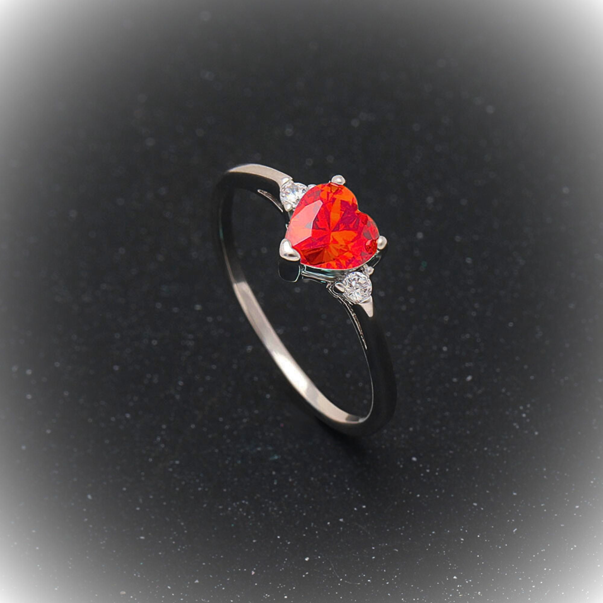 Shelly Heart Engagement Ring for Women Promise Birthstone Sterling Silver Ginger Lyne
