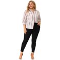 thumbnail image 3 of Women's Plus Size Shirts Stripe Printed Button Up Work Shirt Red White 4X, 3 of 7
