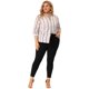 thumbnail image 3 of Women's Plus Size Shirts Stripe Printed Button Up Work Shirt Red White 3X, 3 of 7