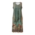 thumbnail image 3 of WILLBEST Vestido Largo Informal De Verano Para Mujer, Estampado, Sin Mangas, Hasta La Rodilla, Para Playa, Cuello Redondo, Con Bolsillos, Para Vacaciones, Viajes Y Uso Diario., 3 of 3