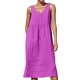 thumbnail image 1 of B91xZ Femmes Taille Maxi Robe Décontractée Sans Manches Longue Robe Split Maxi Summer Robe de Plage, Violet XL, 1 of 5