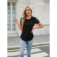 thumbnail image 2 of Womens Summer Tops Spring Shirts Trendy Vacation Outfits Short Sleeve Business Tshirts Fashion Casual Blouses Black XXL, 2 of 8