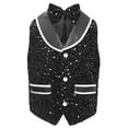 thumbnail image 2 of Hansber Boys Girls Sequin Formal Suit Vest Kids V Neck Shiny Waistcoat Bowtie for Wedding Prom Party Jacket Black 6, 2 of 4