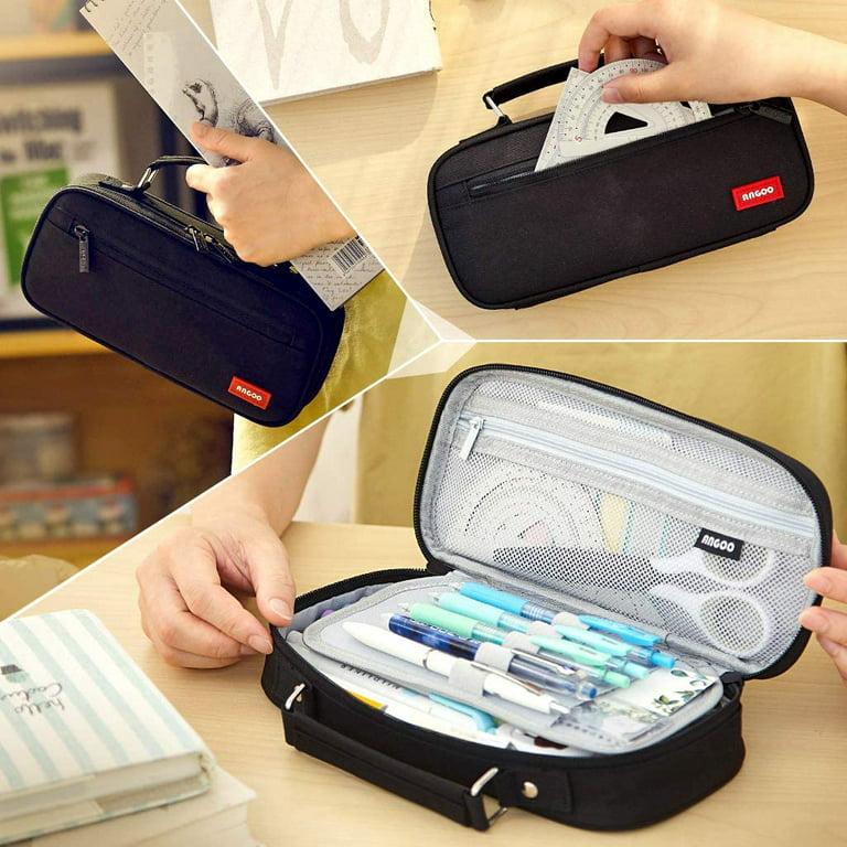 ANGOO Big Capacity Pencil Case Office School High Capacity Bag Pouch Brand  New